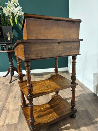 Antique Inlaid Walnut Davenport Style Desk