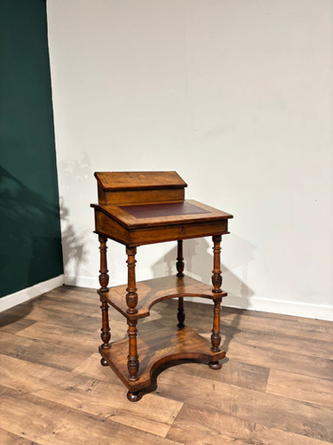 Antique Inlaid Walnut Davenport Style Desk