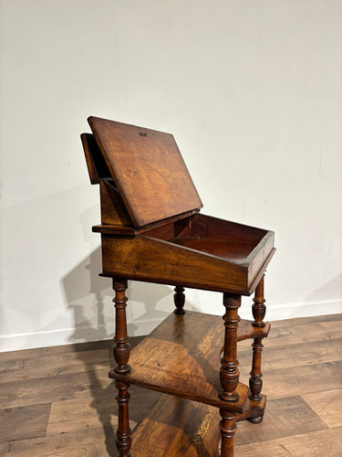 Antique Inlaid Walnut Davenport Style Desk