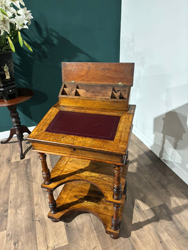 Antique Inlaid Walnut Davenport Style Desk