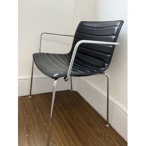 Arper Catifa Leather Chairs Black