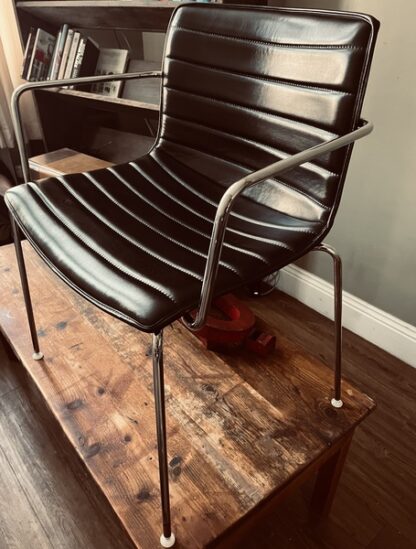Arper Catifa Leather Chairs Black