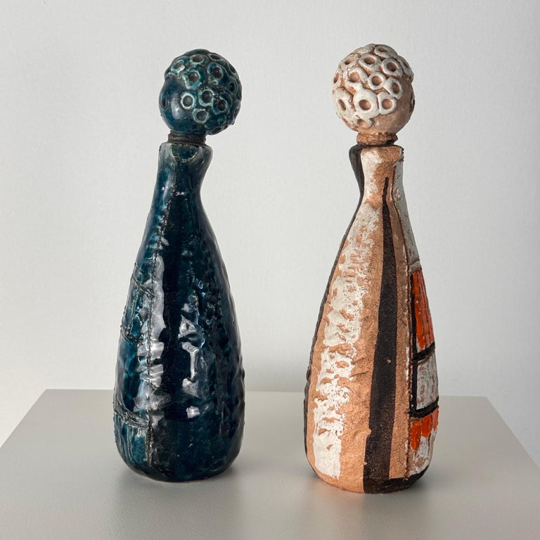 Beautiful Pair of Handcrafted Lady Figurines by Aldo Londi for Bitossi, 1970s