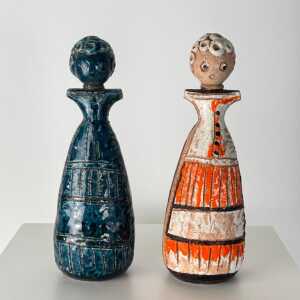 Beautiful Pair of Handcrafted Lady Figurines by Aldo Londi for Bitossi, 1970s