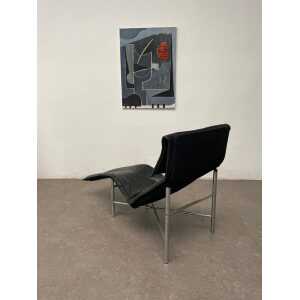 Black Leather ‘Skye’ Chaise Longue by Tord Björklund, Ikea Sweden, 1970s