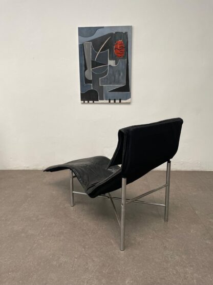 Black Leather ‘Skye’ Chaise Longue by Tord Björklund, Ikea Sweden, 1970s