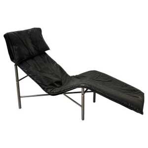 Black Leather ‘Skye’ Chaise Longue by Tord Björklund, Ikea Sweden, 1970s