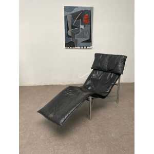 Black Leather ‘Skye’ Chaise Longue by Tord Björklund, Ikea Sweden, 1970s