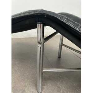 Black Leather ‘Skye’ Chaise Longue by Tord Björklund, Ikea Sweden, 1970s