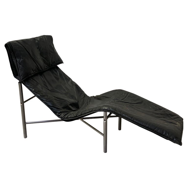Black Leather ‘Skye’ Chaise Longue by Tord Björklund, Ikea Sweden, 1970s