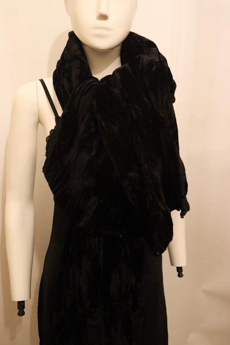 Black Silk Velvet Shawl