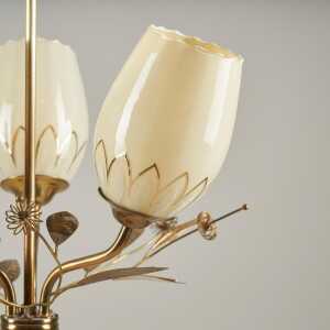 Brass and Glass Chandelier, Attributed to Paavo Tynell for Itsu, Finland, 1950