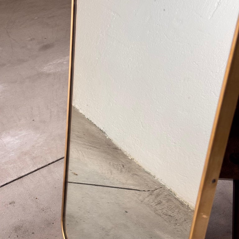Brass Shield Mirror with Randaccio Design Attributed to Gio Ponti, 1950s