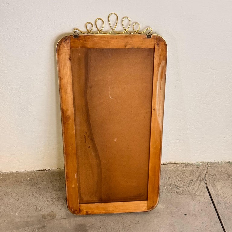 Brass Shield Mirror with Randaccio Design Attributed to Gio Ponti, 1950s