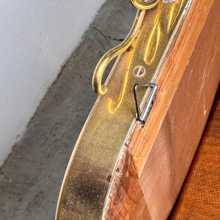 Brass Shield Mirror with Randaccio Design Attributed to Gio Ponti, 1950s