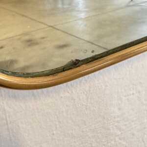 Brass Shield Mirror with Randaccio Design Attributed to Gio Ponti, 1950s