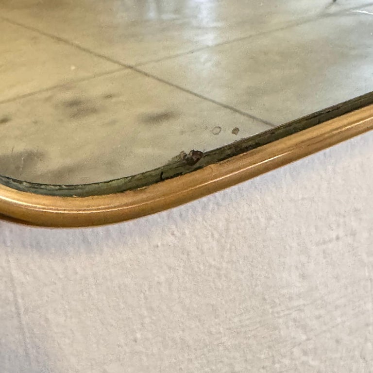 Brass Shield Mirror with Randaccio Design Attributed to Gio Ponti, 1950s