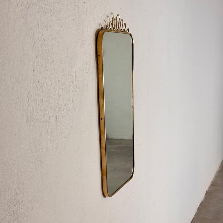 Brass Shield Mirror with Randaccio Design Attributed to Gio Ponti, 1950s