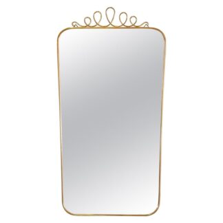 Brass Shield Mirror with Randaccio Design Attributed to Gio Ponti, 1950s