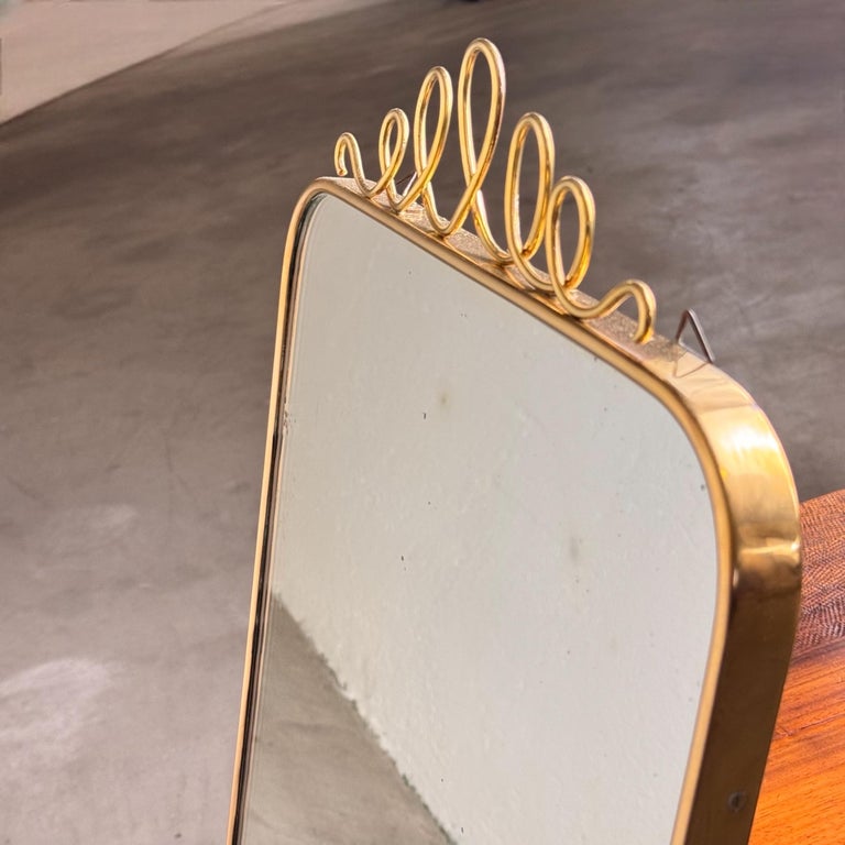 Brass Shield Mirror with Randaccio Design Attributed to Gio Ponti, 1950s