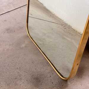 Brass Shield Mirror with Randaccio Design Attributed to Gio Ponti, 1950s