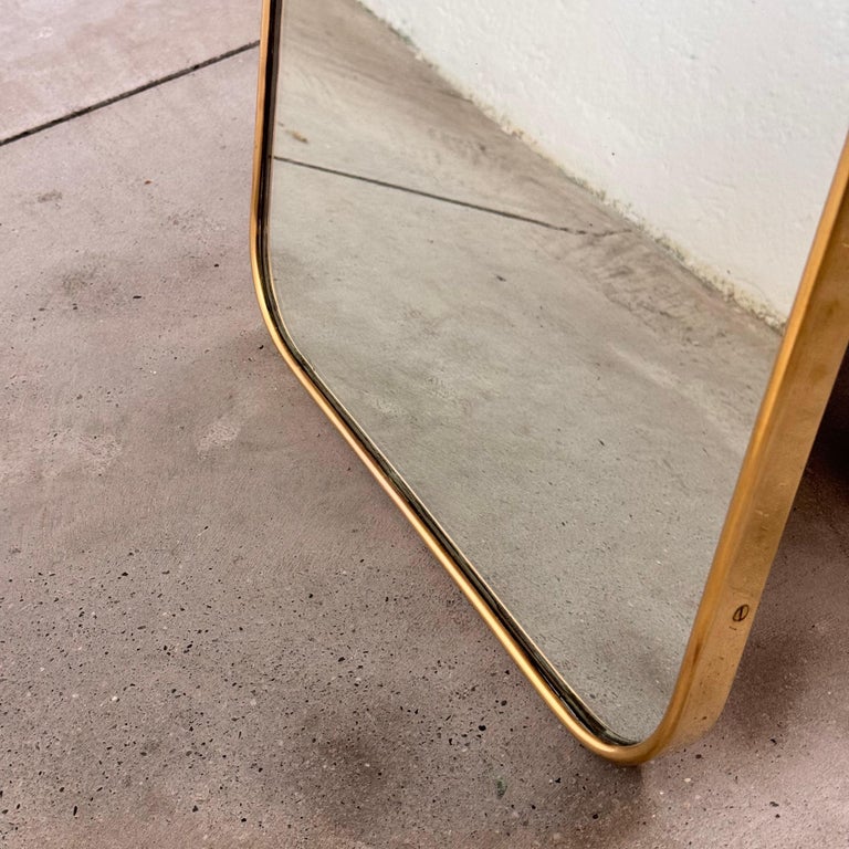 Brass Shield Mirror with Randaccio Design Attributed to Gio Ponti, 1950s