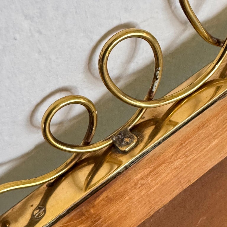 Brass Shield Mirror with Randaccio Design Attributed to Gio Ponti, 1950s