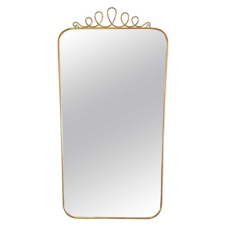 Brass Shield Mirror with Randaccio Design Attributed to Gio Ponti, 1950s