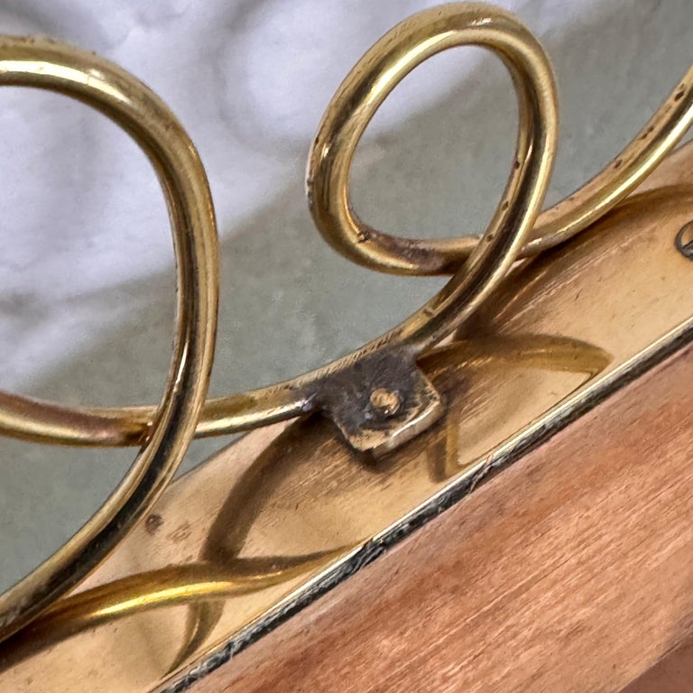 Brass Shield Mirror with Randaccio Design Attributed to Gio Ponti, 1950s