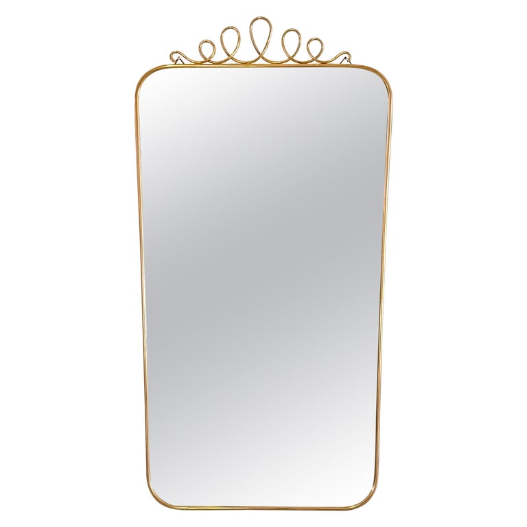 Brass Shield Mirror with Randaccio Design Attributed to Gio Ponti, 1950s