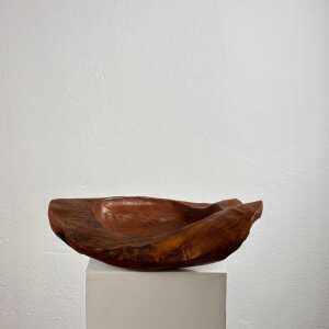 Briar Wood Live Edge Carved Bowl/Centerpiece, Italy, Unique Piece, 1960s