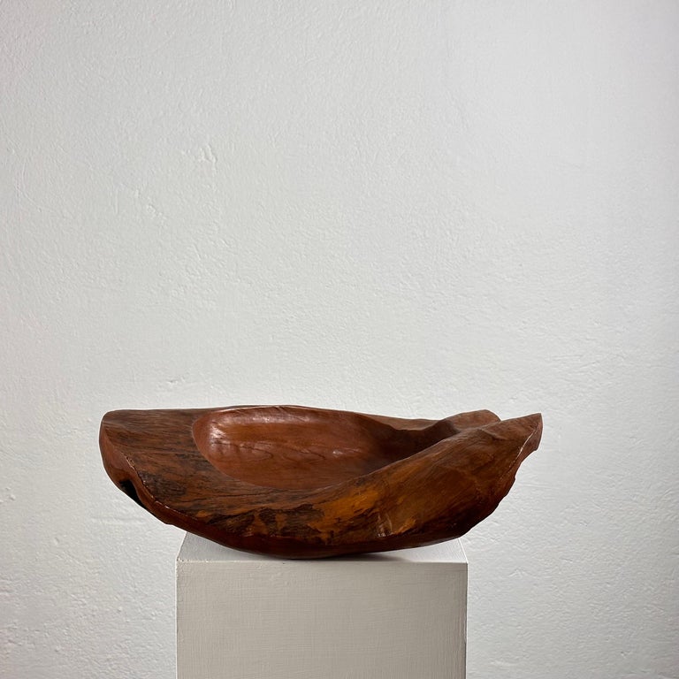 Briar Wood Live Edge Carved Bowl/Centerpiece, Italy, Unique Piece, 1960s