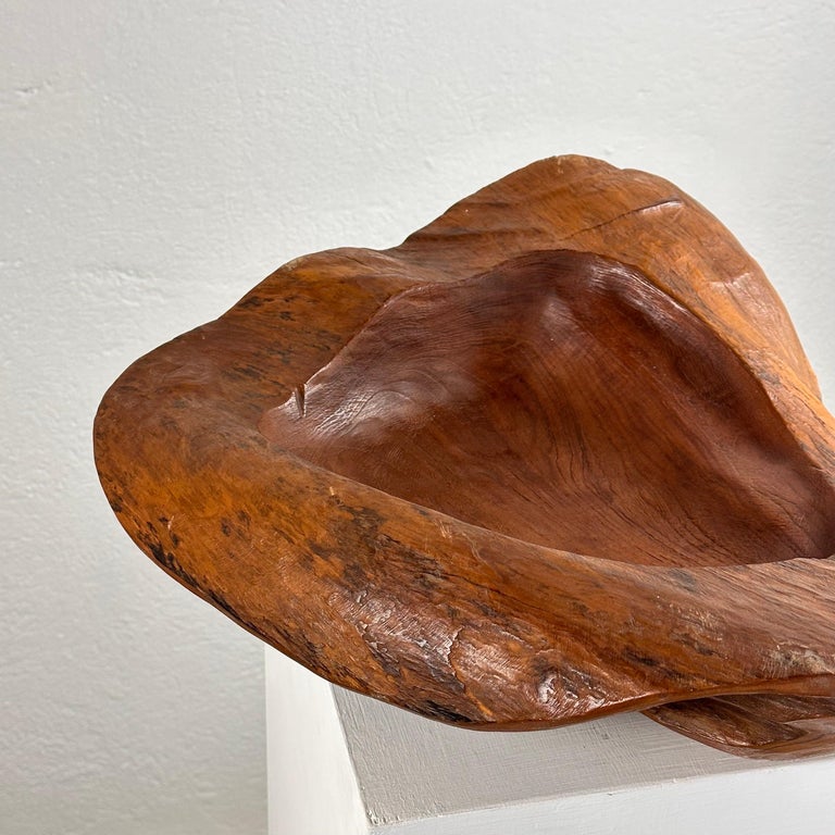 Briar Wood Live Edge Carved Bowl/Centerpiece, Italy, Unique Piece, 1960s