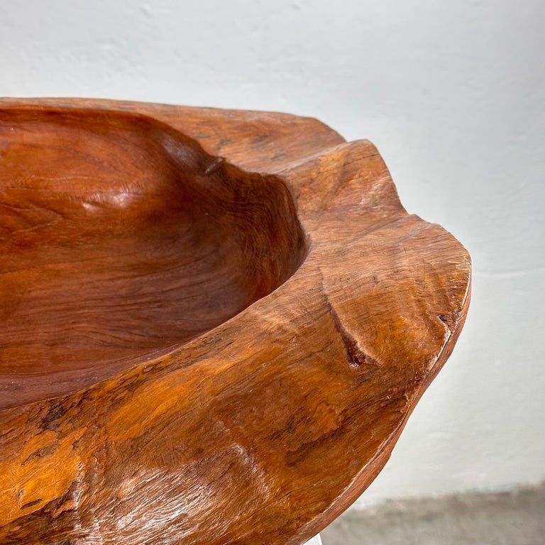 Briar Wood Live Edge Carved Bowl/Centerpiece, Italy, Unique Piece, 1960s