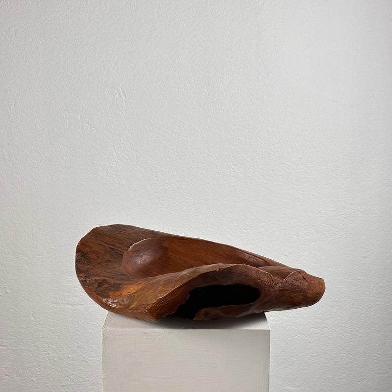 Briar Wood Live Edge Carved Bowl/Centerpiece, Italy, Unique Piece, 1960s