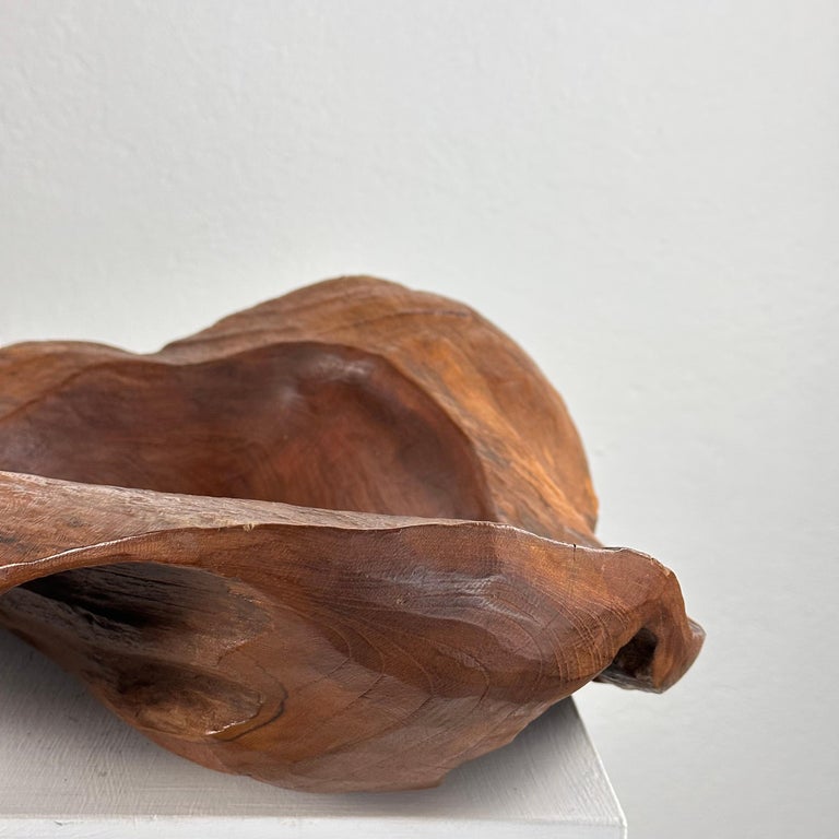 Briar Wood Live Edge Carved Bowl/Centerpiece, Italy, Unique Piece, 1960s