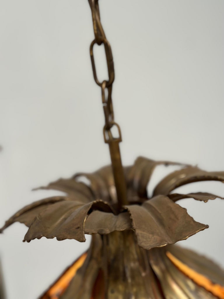Brutalist Brass Hanging Lamp by Sven Aage Jensen for Holm Sørensen, 1960s