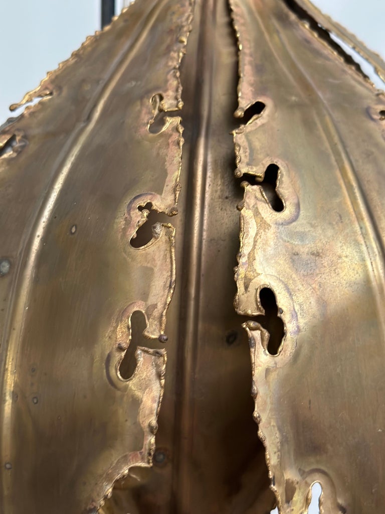 Brutalist Brass Hanging Lamp by Sven Aage Jensen for Holm Sørensen, 1960s