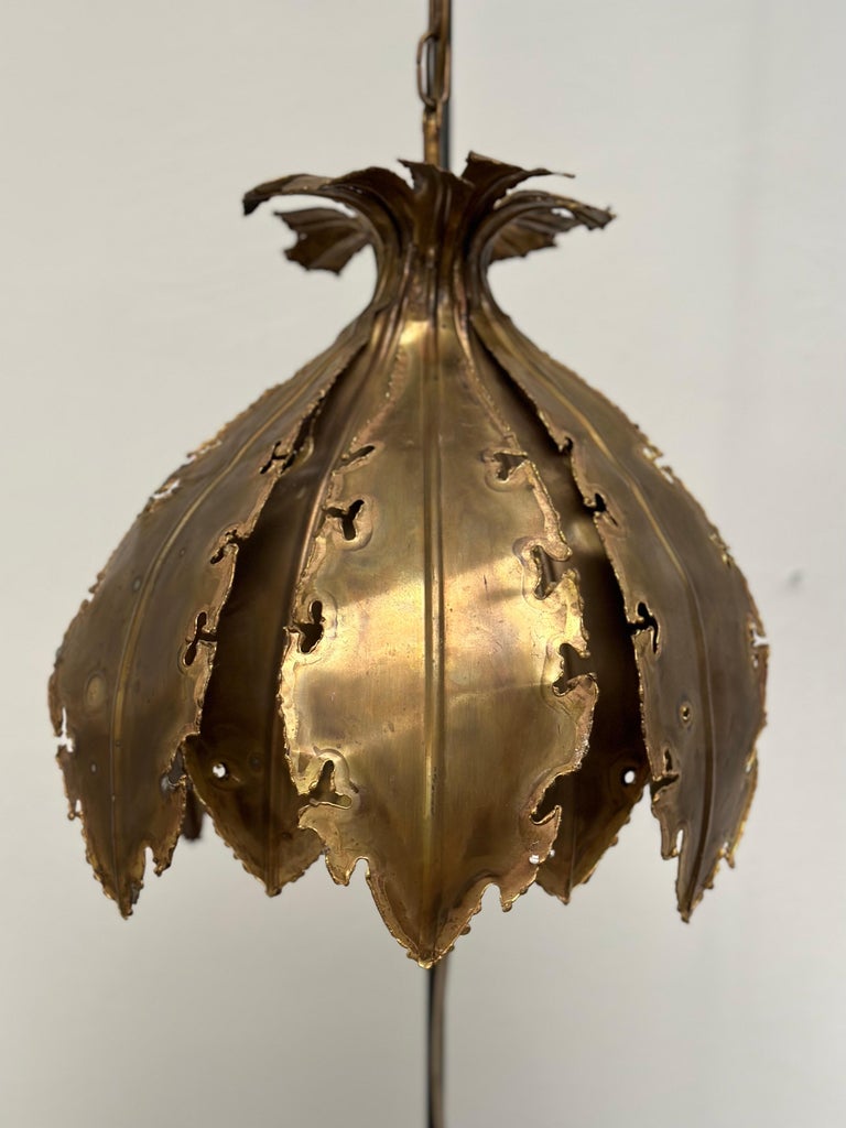 Brutalist Brass Hanging Lamp by Sven Aage Jensen for Holm Sørensen, 1960s