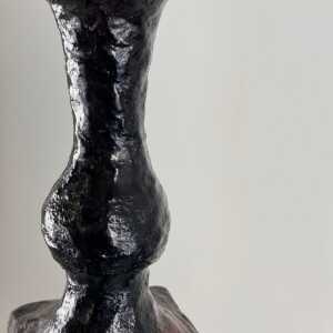 Brutalist Single-Stem Raku Ceramic Vase, 1970s, Italy