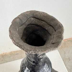 Brutalist Single-Stem Raku Ceramic Vase, 1970s, Italy