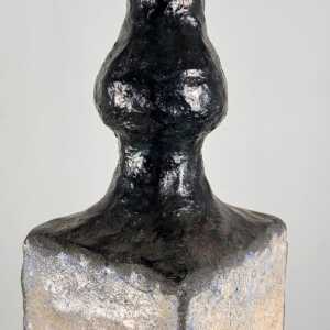 Brutalist Single-Stem Raku Ceramic Vase, 1970s, Italy
