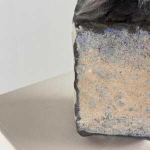 Brutalist Single-Stem Raku Ceramic Vase, 1970s, Italy