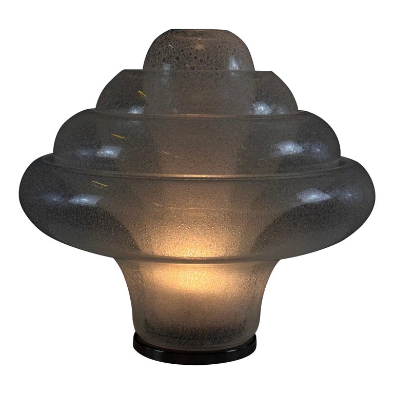 Carlo Nason for Mazzega, 'Lotus' Table Lamp, Pulegoso Glass, 1960s Design