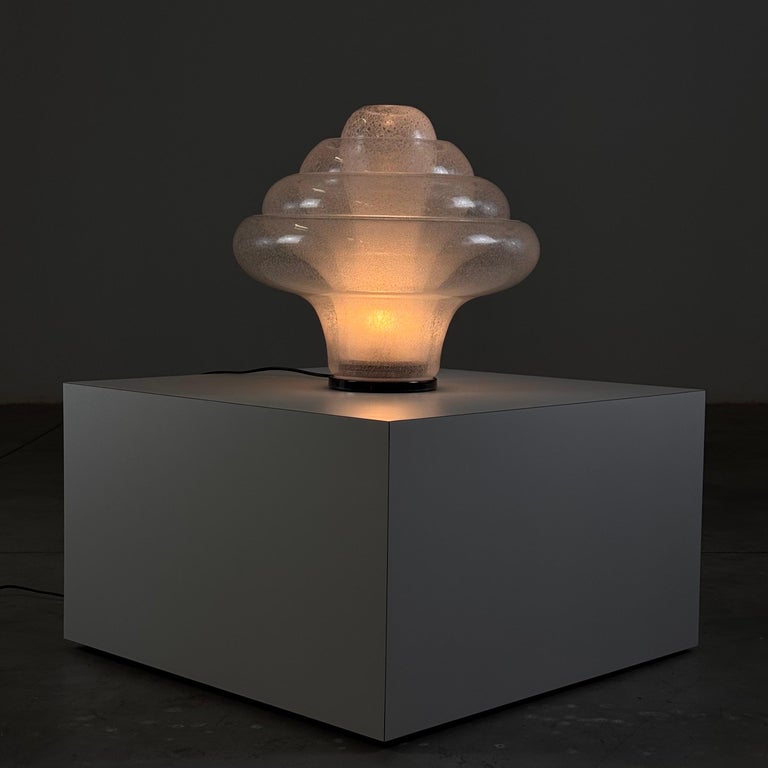 Carlo Nason for Mazzega, 'Lotus' Table Lamp, Pulegoso Glass, 1960s Design