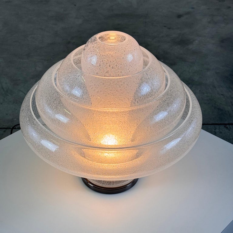 Carlo Nason for Mazzega, 'Lotus' Table Lamp, Pulegoso Glass, 1960s Design