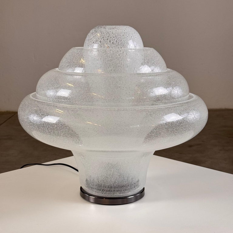 Carlo Nason for Mazzega, 'Lotus' Table Lamp, Pulegoso Glass, 1960s Design