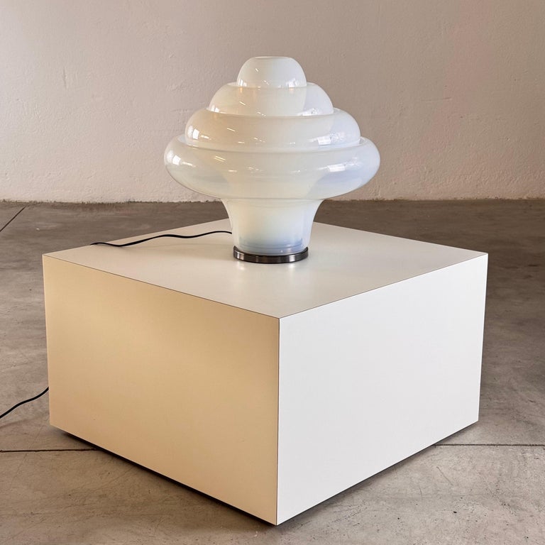 Carlo Nason LT305 'Lotus' Table Lamp for Mazzega, Opalescent Glass, 1960s Design
