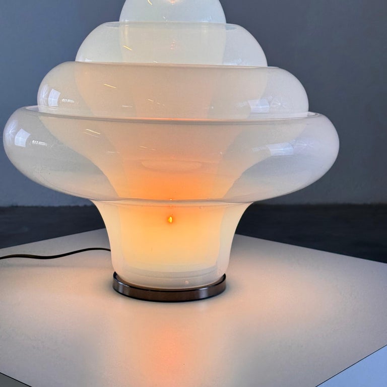 Carlo Nason LT305 'Lotus' Table Lamp for Mazzega, Opalescent Glass, 1960s Design
