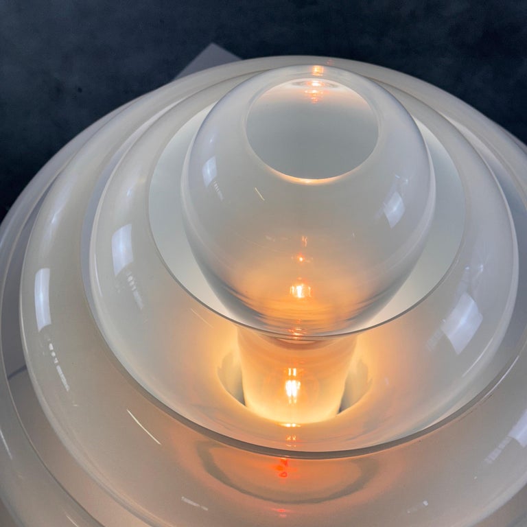 Carlo Nason LT305 'Lotus' Table Lamp for Mazzega, Opalescent Glass, 1960s Design